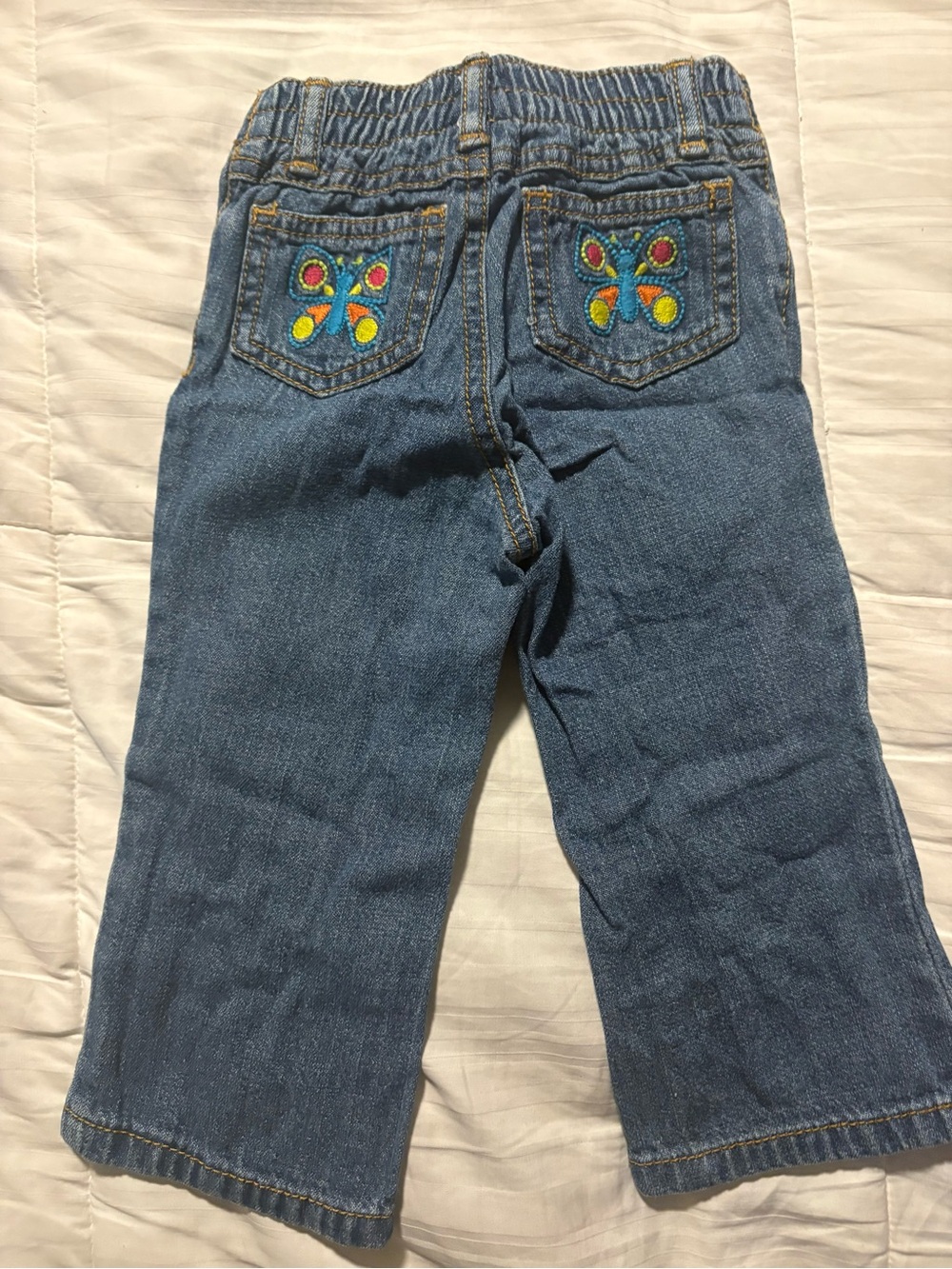 Carter's Blue Girls Boot Cut Jeans with Colorful Butterfly Pockets